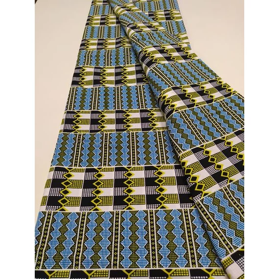 Világoskék kente afrikai pamutvászon