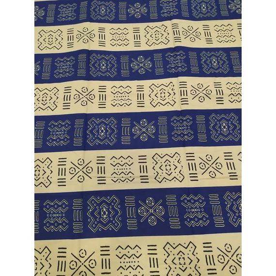 Kék széles bogolán afrikai textil