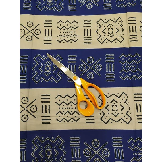 Kék széles bogolán afrikai textil