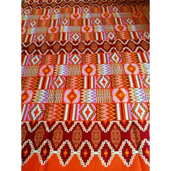 Pink-narancs kente afrikai textil