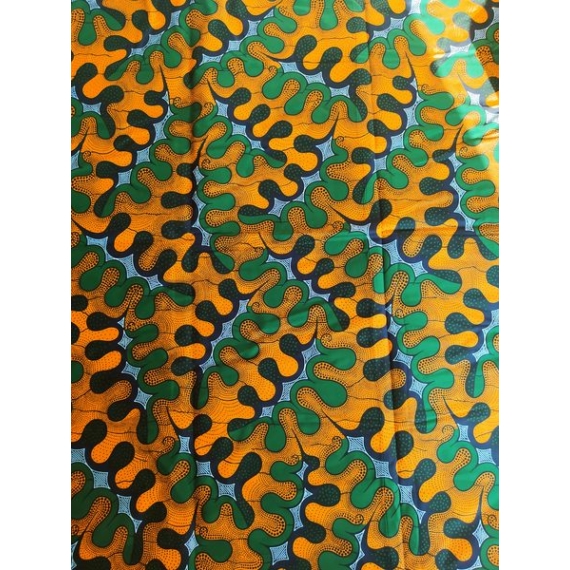 Narancs-zöld hullámos afrika textil