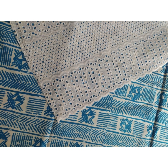 Kék-fehér bogolán afrikai textil