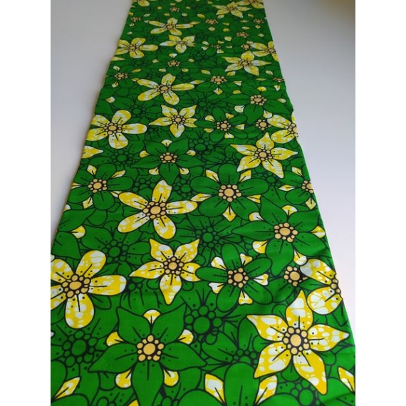 Zöld virágos afrika textil