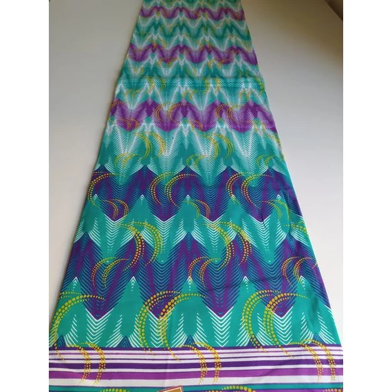 Türkiz-lila bordűrös afrika textil