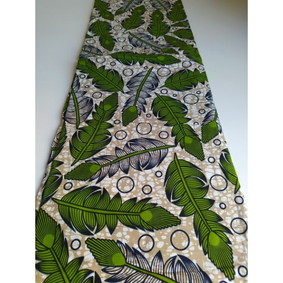 Olívazöld tollas afrika textil