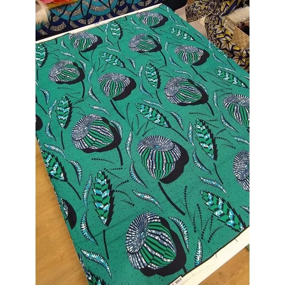 Türkiz mákvirág afrikai textil