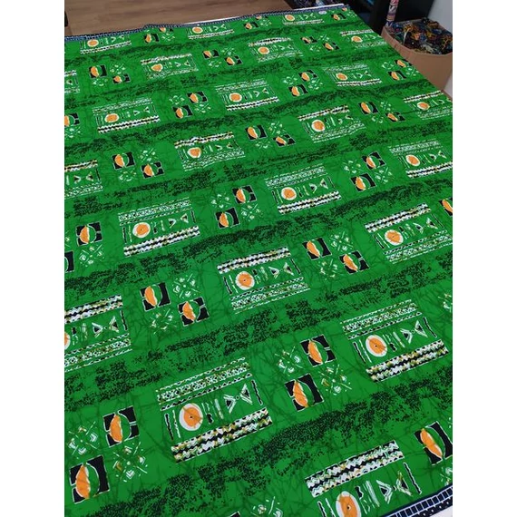 Zöld bogolán afrikai textil