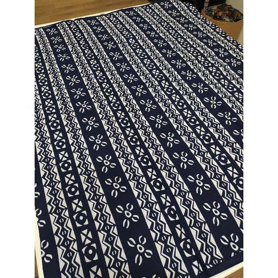 Sötétkék fehér bogolán afrikai textil