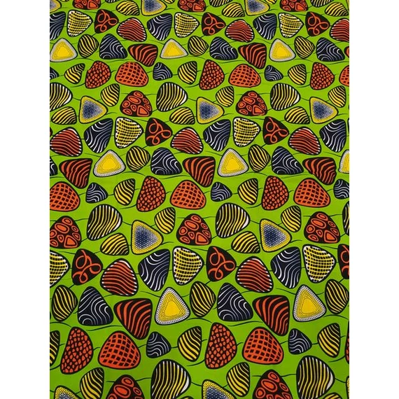 Zöld kavicsos afrikai textil