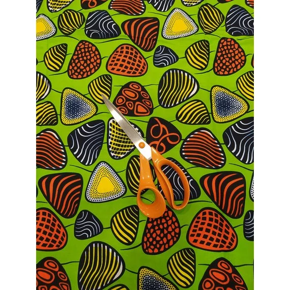 Zöld kavicsos afrikai textil
