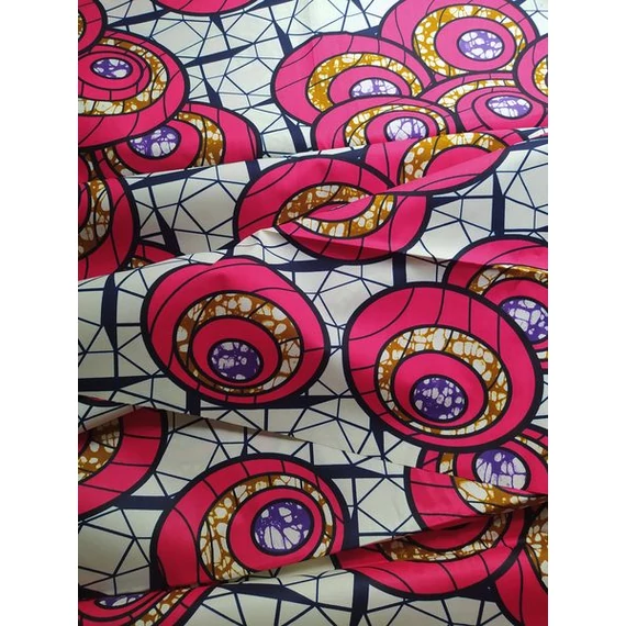 Málnás karikás afrikai textil