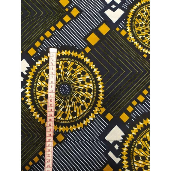 Sötétkék -arany mandala afrikai pamutvászon