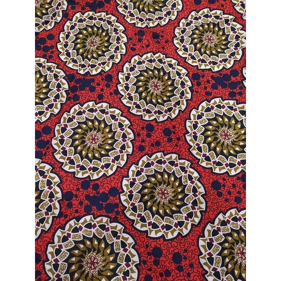Piros arany mandala afrikai pamutvászon