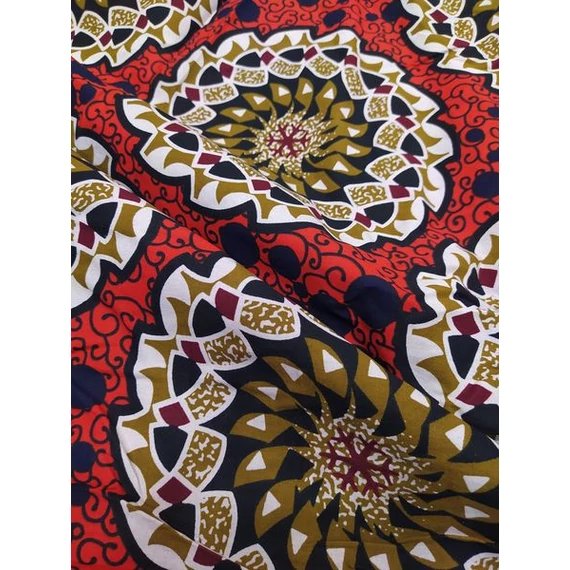 Piros arany mandala afrikai pamutvászon