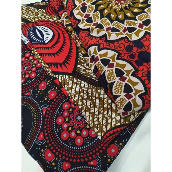 Piros arany mandala afrikai pamutvászon