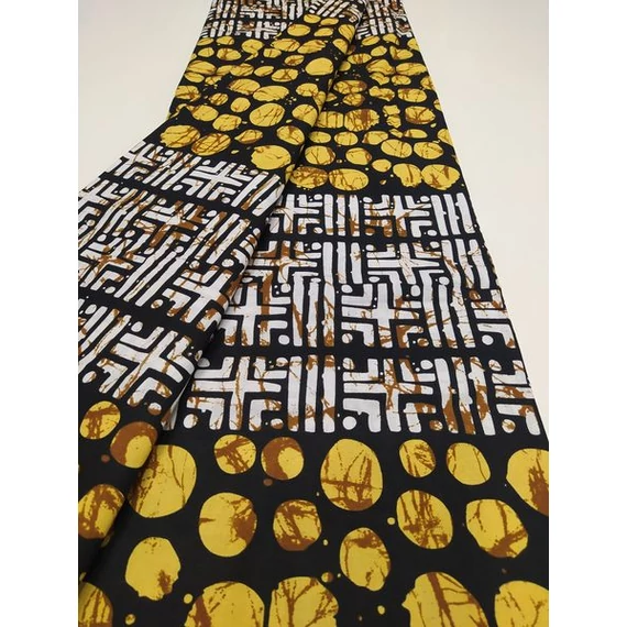 Mustár batikolt afrikai textil