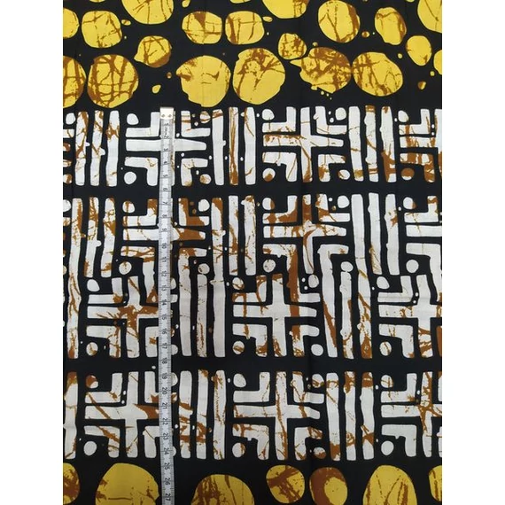 Mustár batikolt afrikai textil
