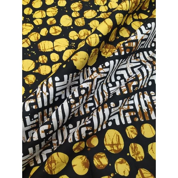 Mustár batikolt afrikai textil