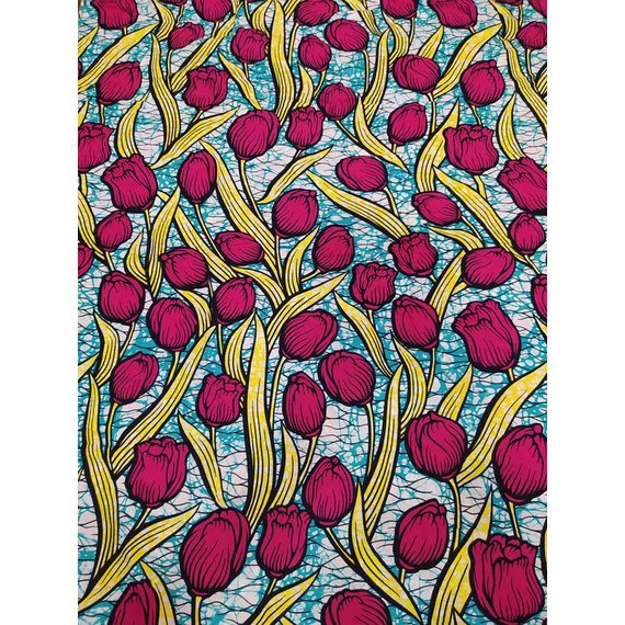 Pink tulipánok afrikai pamutvászon